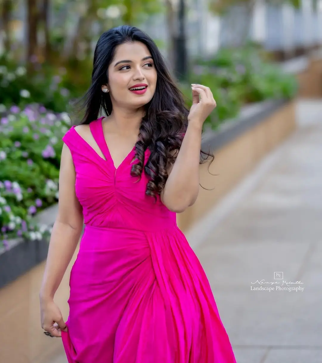 ETV Actress Priyanka Jain Wearing Pink Gown